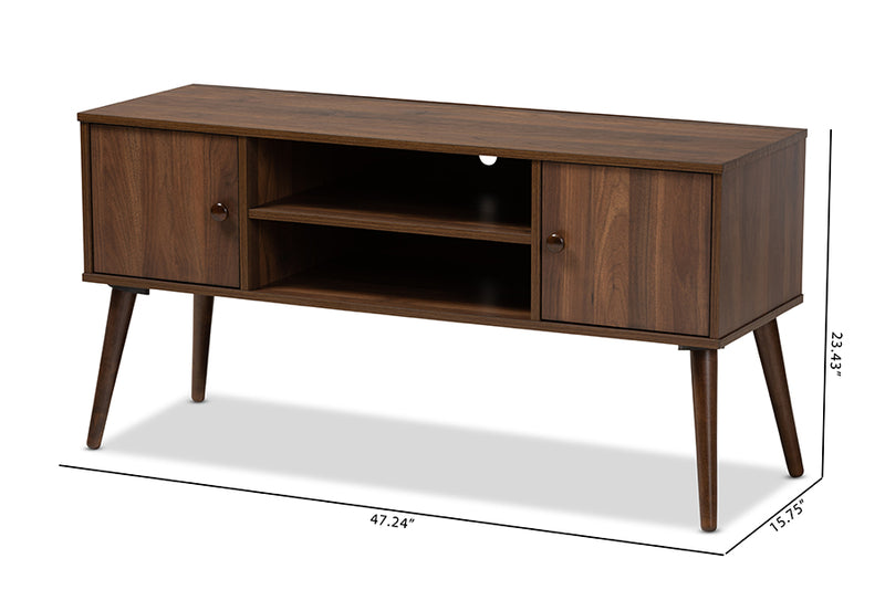 Acerra Mid-Century Modern Walnut Brown Finished 2-Door Wood TV Stand