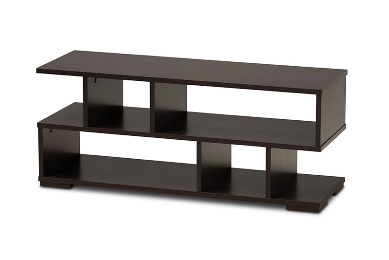 Aurora Modern and Contemporary Dark Brown Finished Wood TV Stand