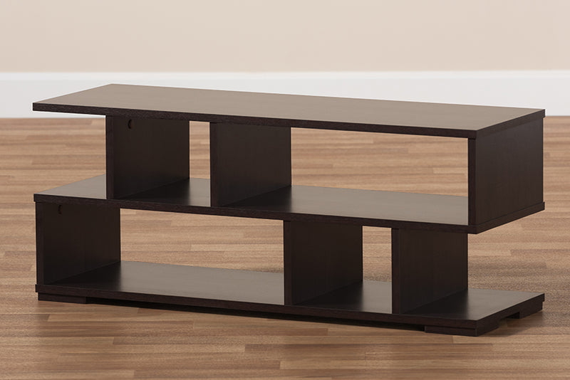 Aurora Modern and Contemporary Dark Brown Finished Wood TV Stand