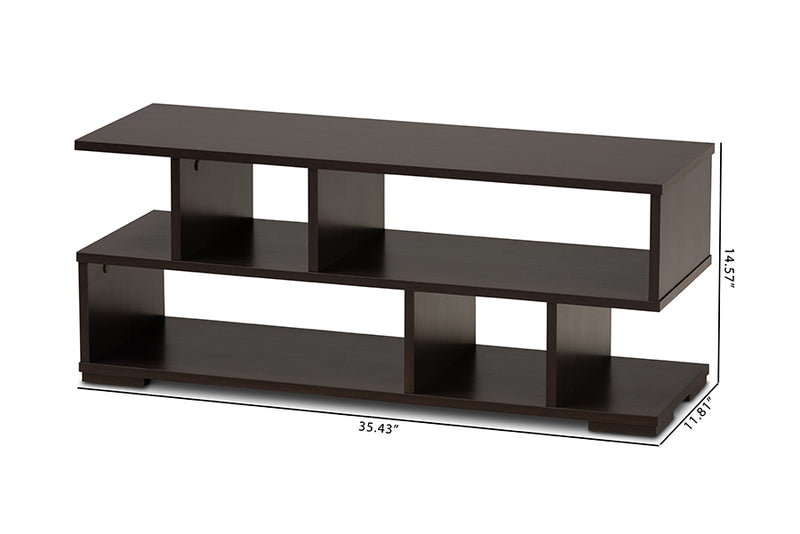 Aurora Modern and Contemporary Dark Brown Finished Wood TV Stand