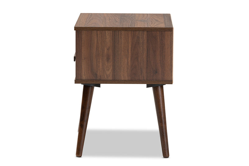 Rasa Two-Tone White and Walnut Finished 1-Drawer Wood End Table Baxton