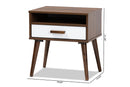 Rasa Two-Tone White and Walnut Finished 1-Drawer Wood End Table Baxton