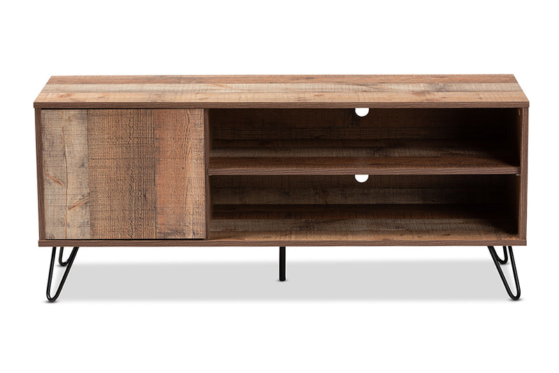 Nenet Modern and Contemporary Rustic Oak Finished 1-Door Wood TV Stand