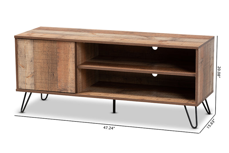 Nenet Modern and Contemporary Rustic Oak Finished 1-Door Wood TV Stand