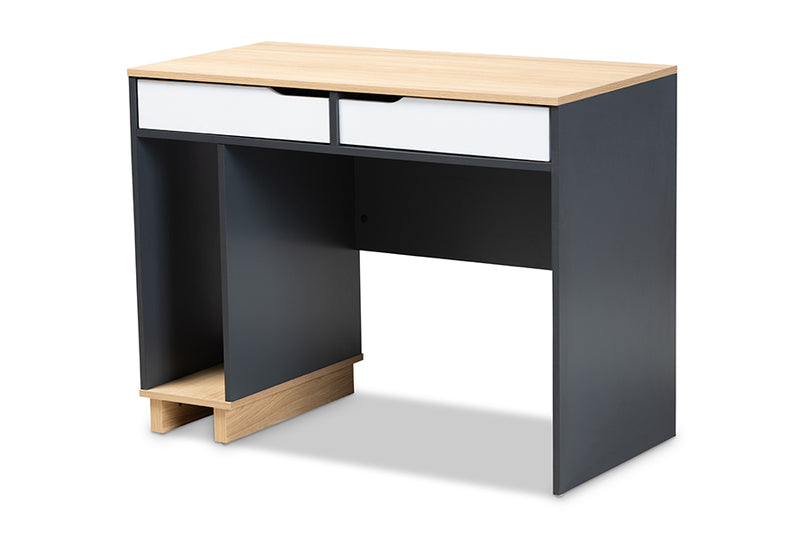 Astrid Mid-Century Modern 2-Drawer Multicolor Wood Computer Desk