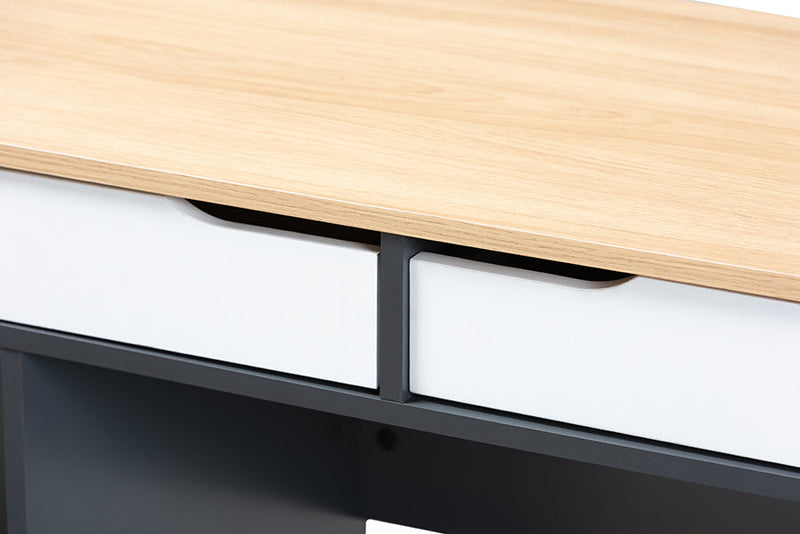 Astrid 2-Drawer Multicolor Wood Computer Desk Baxton