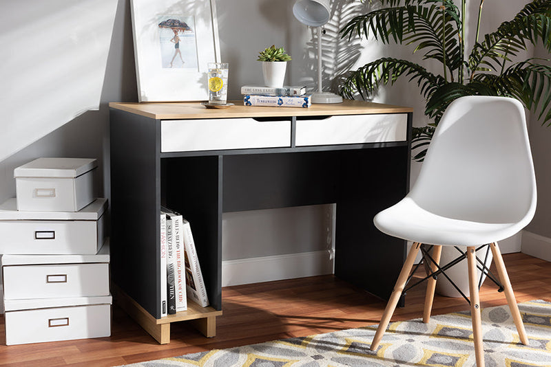 Astrid 2-Drawer Multicolor Wood Computer Desk Baxton
