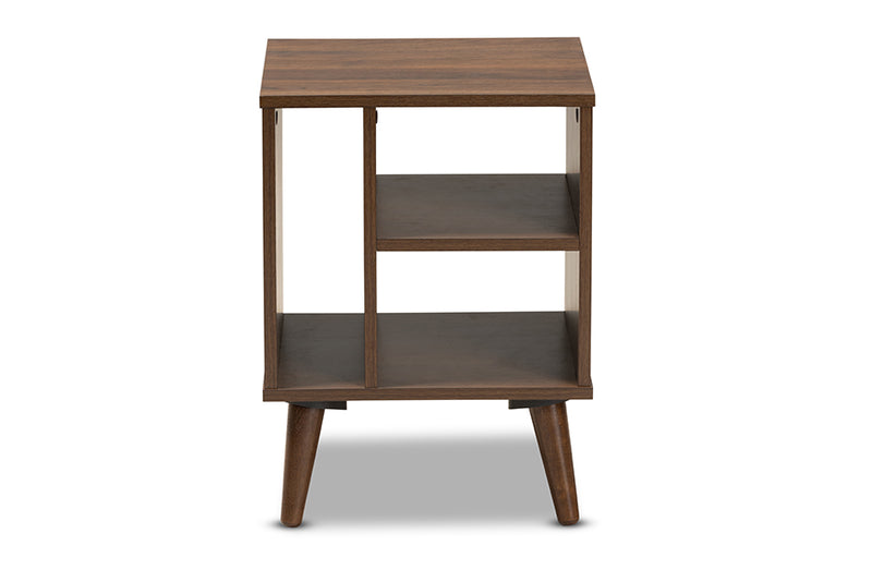 Emele Mid-Century Modern Walnut Finished Wood End Table