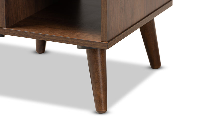 Emele Mid-Century Modern Walnut Finished Wood End Table