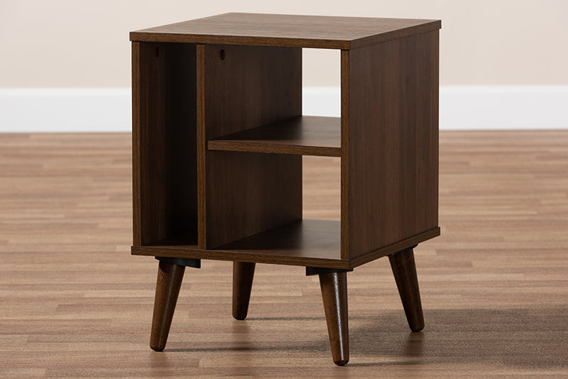 Emele Mid-Century Modern Walnut Finished Wood End Table