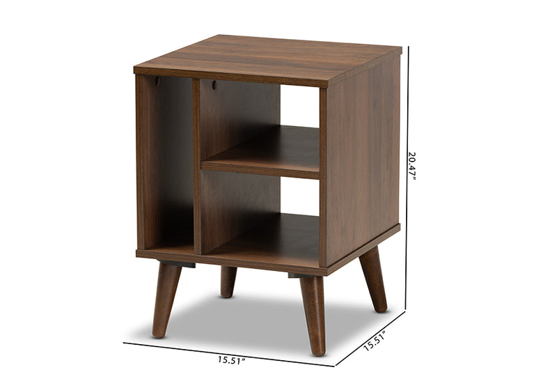 Emele Mid-Century Modern Walnut Finished Wood End Table