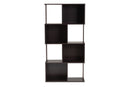 Kara Dark Brown Finished Geometric Wood Bookshelf Baxton