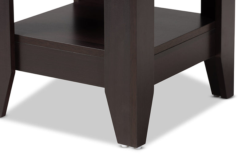 Esther Modern and Contemporary Dark Brown Finished Wood End Table