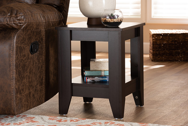 Esther Modern and Contemporary Dark Brown Finished Wood End Table