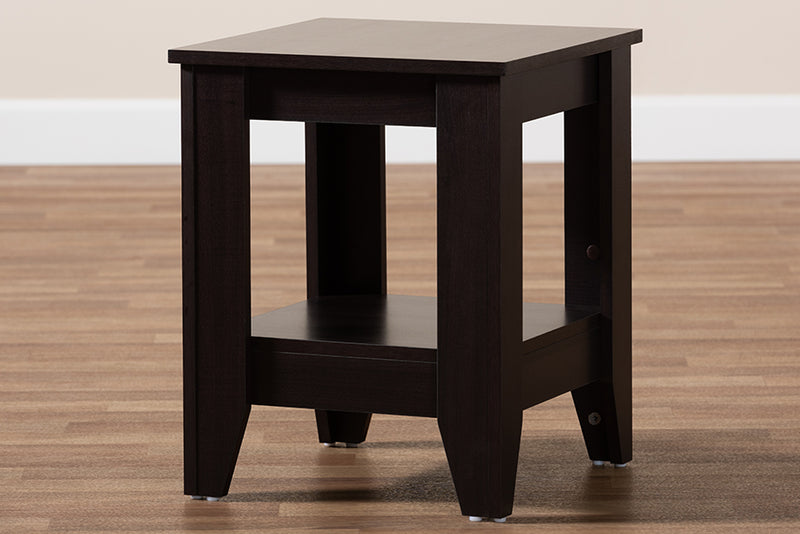 Esther Modern and Contemporary Dark Brown Finished Wood End Table