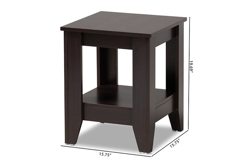 Esther Modern and Contemporary Dark Brown Finished Wood End Table