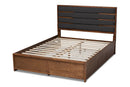 Naoki Dark Gray Fabric Upholstered Walnut Queen Storage Bed w/Six Drawers Baxton