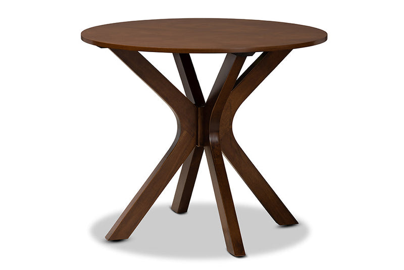 Addison Gray Fabric Upholstered and Walnut Brown 5-Piece Dining Set Baxton