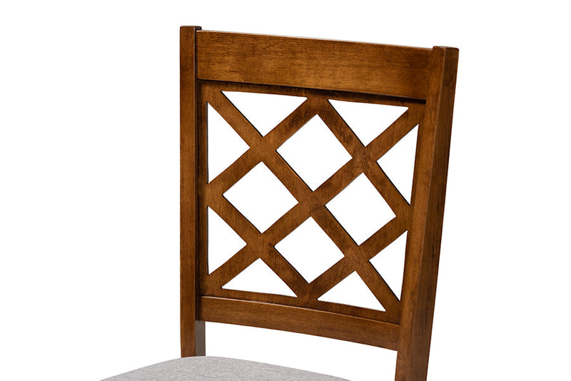 Addison Gray Fabric Upholstered and Walnut Brown 5-Piece Dining Set Baxton