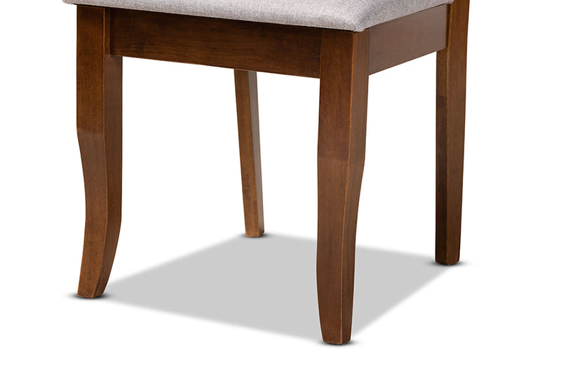 Addison Gray Fabric Upholstered and Walnut Brown 5-Piece Dining Set Baxton