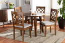 Cady Gray Fabric Upholstered and Walnut Brown 5-Piece Dining Set Baxton