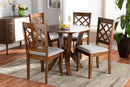 Esti Gray Fabric Upholstered and Walnut Brown 5-Piece Dining Set Baxton