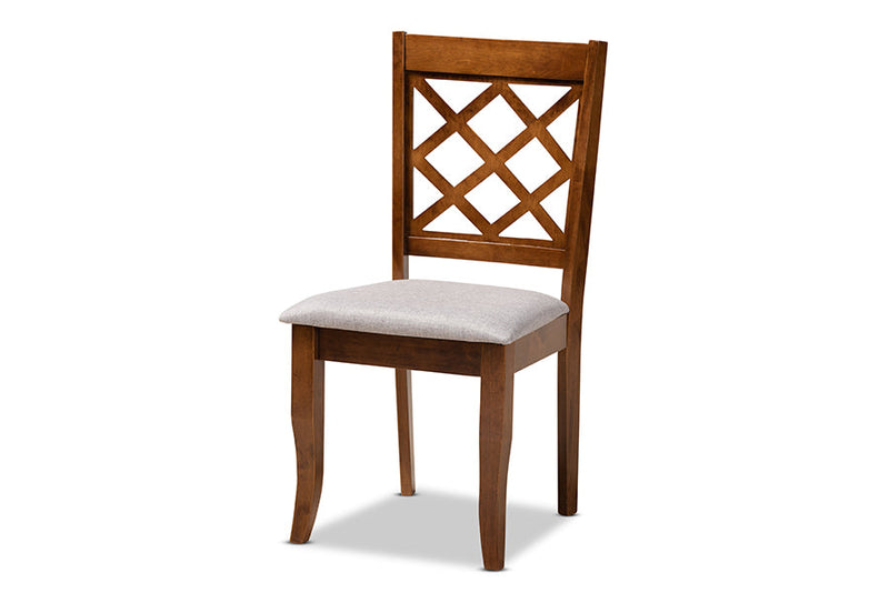 Gabrielle Gray Fabric Upholstered and Walnut Brown 6-Piece Dining Set Baxton
