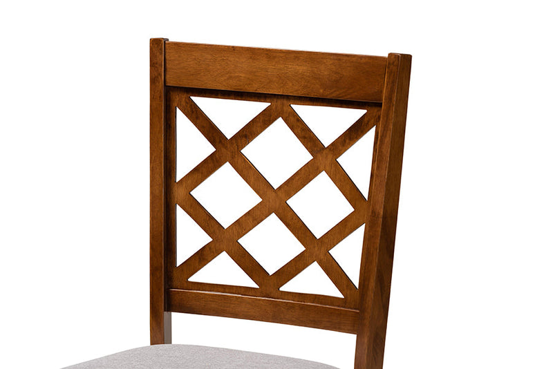 Gabrielle Gray Fabric Upholstered and Walnut Brown 6-Piece Dining Set Baxton