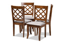 Winston Gray Fabric Upholstered and Walnut Brown 4Pc Dining Chair Set Baxton