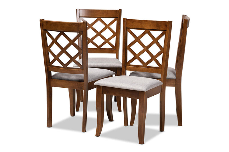 Winston Gray Fabric Upholstered and Walnut Brown 4Pc Dining Chair Set Baxton