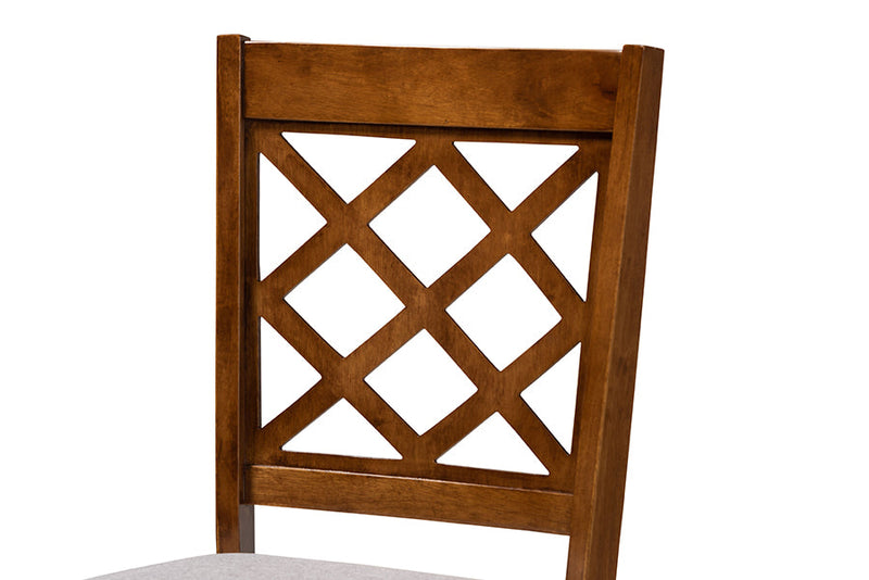 Winston Gray Fabric Upholstered and Walnut Brown 4Pc Dining Chair Set Baxton