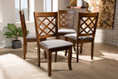 Winston Gray Fabric Upholstered and Walnut Brown 4Pc Dining Chair Set Baxton