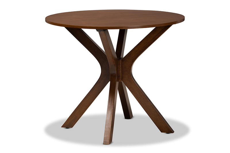 Ryan Modern and Contemporary Gray Fabric Upholstered and Walnut Brown Finished Wood 5-Piece Dining Set