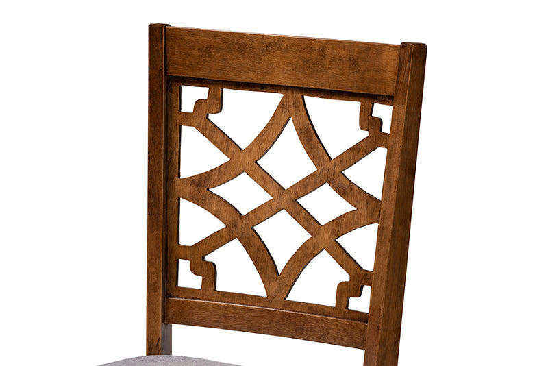 Ryan Modern and Contemporary Gray Fabric Upholstered and Walnut Brown Finished Wood 5-Piece Dining Set