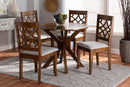 Ryan Gray Fabric Upholstered and Walnut Brown 5-Piece Dining Set Baxton