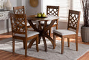 Brava Gray Fabric Upholstered and Walnut Brown 5-Piece Dining Set Baxton