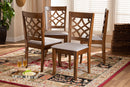 Meike Gray Fabric Upholstered Walnut Brown 4Pc Dining Chair Set Baxton