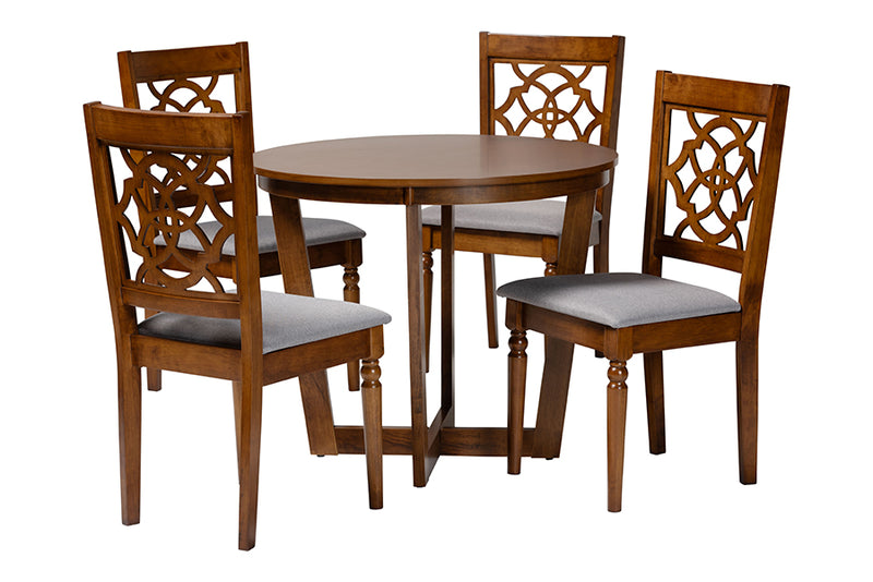 Westham Modern Gray and Walnut Brown Wood 5-Piece Dining Set