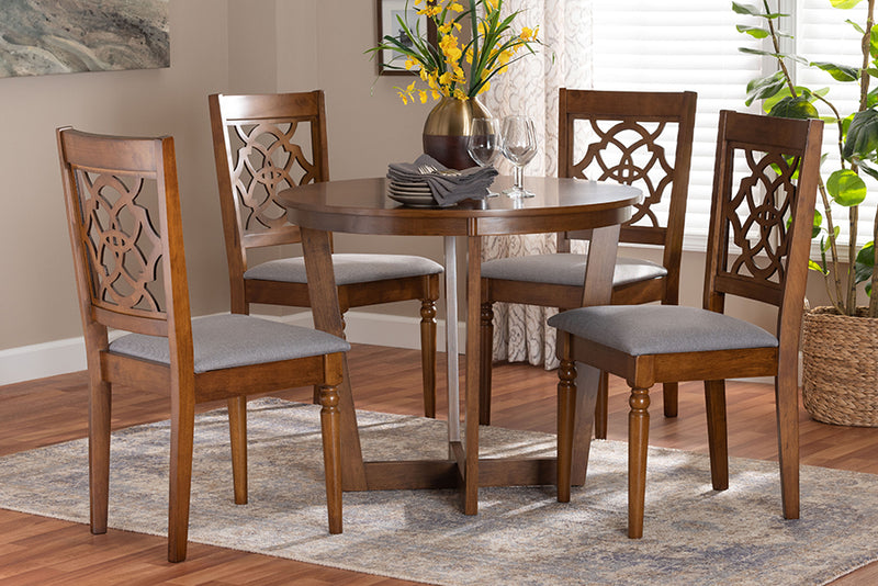 Westham Modern Gray and Walnut Brown Wood 5-Piece Dining Set