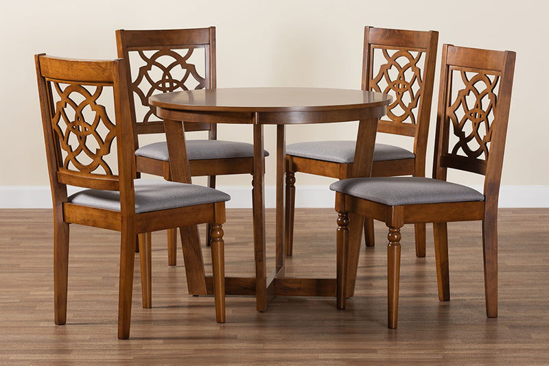 Westham Modern Gray and Walnut Brown Wood 5-Piece Dining Set