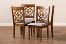 Garridan Gray Fabric Upholstered and Walnut Brown 4Pc Dining Chair Set Baxton