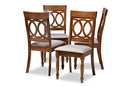 Felisa Gray Fabric Upholstered and Walnut Brown 4Pc Dining Chair Set Baxton