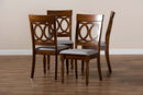 Felisa Gray Fabric Upholstered and Walnut Brown 4Pc Dining Chair Set Baxton