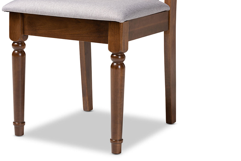 Sylvie Modern and Contemporary Gray Fabric Upholstered and Walnut Brown Finished Wood 5-Piece Dining Set
