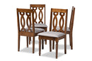 Kaira Gray Fabric Walnut Brown Finished 4Pc Wood Dining Chair Set Baxton