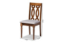 Kaira Gray Fabric Walnut Brown Finished 4Pc Wood Dining Chair Set Baxton