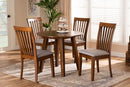 Dexter Gray Fabric Upholstered and Walnut Brown 5-Piece Dining Set Baxton