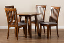 Dexter Gray Fabric Upholstered and Walnut Brown 5-Piece Dining Set Baxton