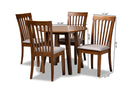Dexter Gray Fabric Upholstered and Walnut Brown 5-Piece Dining Set Baxton