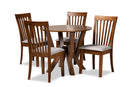 Josepha Gray Fabric Upholstered and Walnut Brown 5-Piece Dining Set Baxton